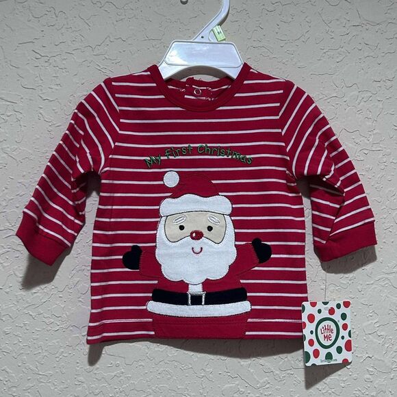 NEW Little Me Boys 9 Months "My First Christmas" Santa Joggers 3 Pc Set With Hat - Picture 5 of 14